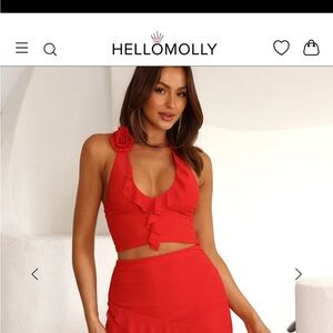 Hello Molly Hotter Choice Halter Mesh Crop Red